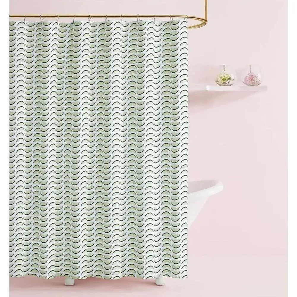$50 KATE SPADE NEW YORK Cucumber 100% Cotton Shower Curtain 72x72 inch‎ Green
